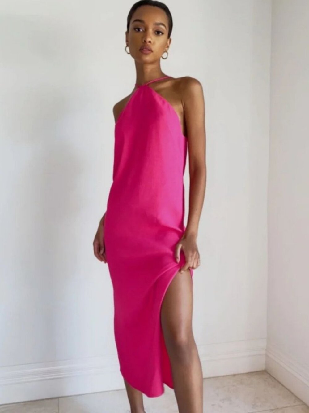 Babaton Modern Midi Dress Electron Fuchsia Size Large Aritzia NWT